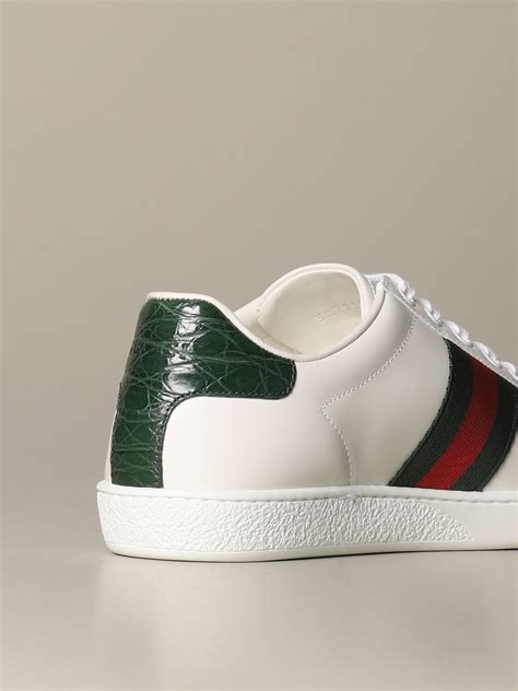 gucci ace sneakers in leather with web bands